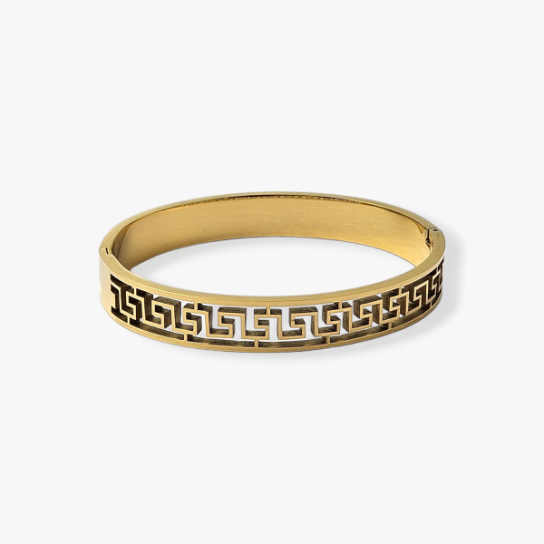 Versace Design Zig Zag Style Steel Bracelet in Gold Polish for Women